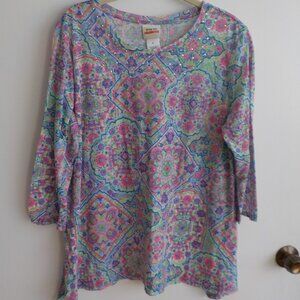 Ruby Rd. Shirt - XLarge - Colorful Print - 3/4 Sleeve (315)